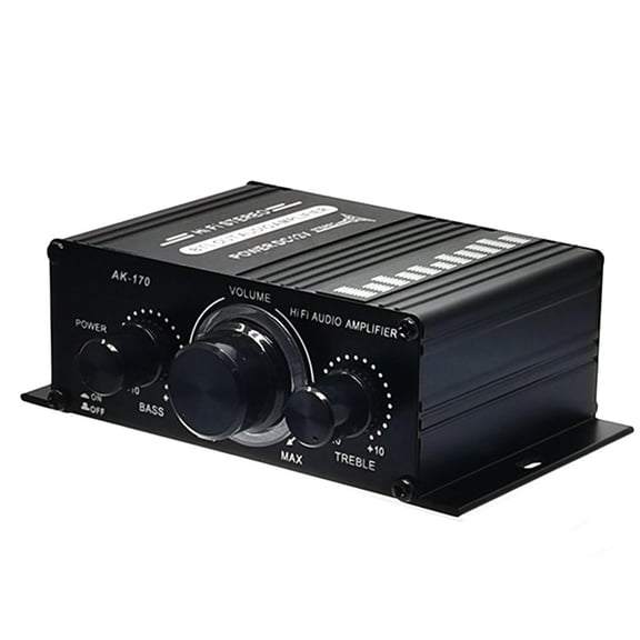 Wzmzjy AK170 Mini Amplifier Portable DC12 Receiver 2 Channel Subwoofer for Car Home Use