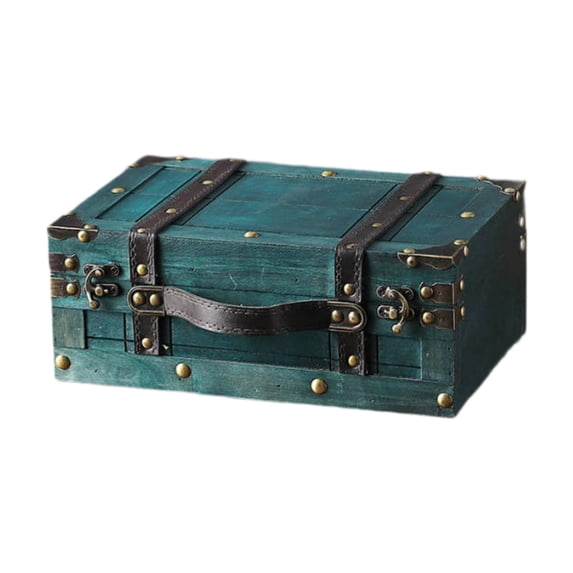 Wzmzjy Antique Suitcase Old Fashioned Chests Decorative Box for Wedding Travel Home Green
