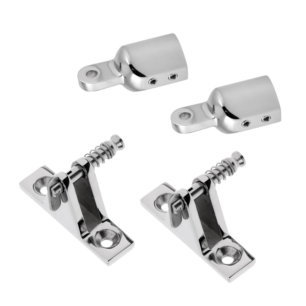 Wzmzjy Boat Bimini Top Fittings - 2x Deck Hinge with Quick Release Pin + 2x 1inch 25mm