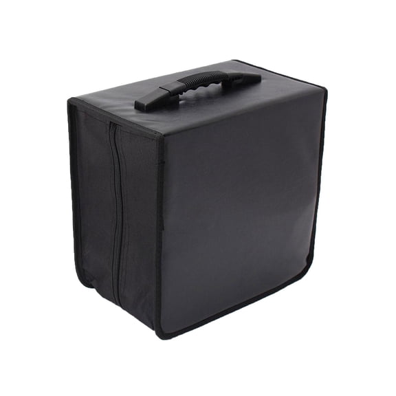 Wzmzjy CD Case Bag with Handle Zipper Closure Black Portable CD Wallet Disc Storage Bag