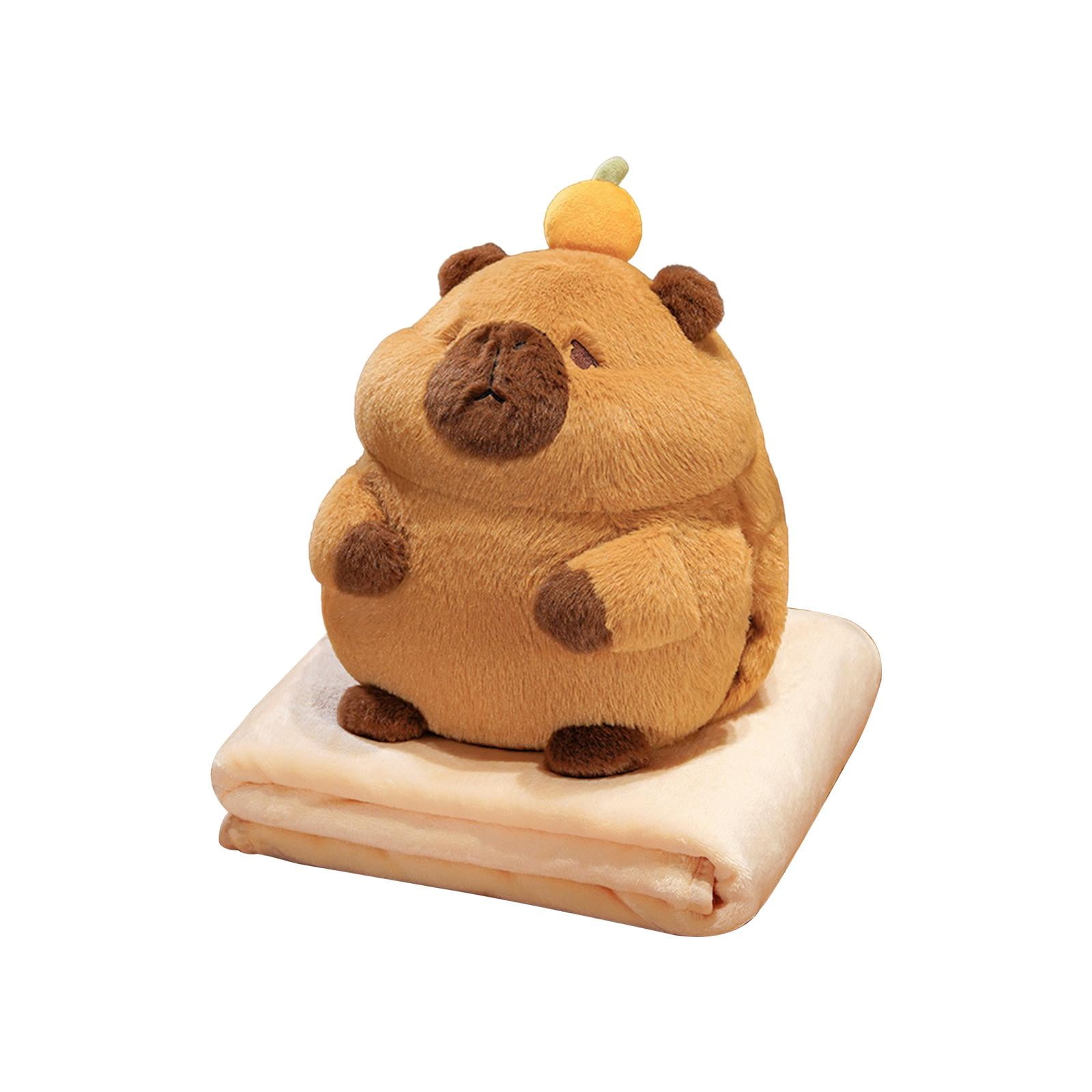 Wzmzjy Capybara Plush Toy Capybara Stuffed Toy Snuggling Lovely Ornament Plush Capybara Brown with Blanket