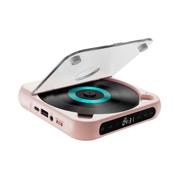 Wzmzjy Compact Audio Music Player LCD Touch Screen Home CD Player for Language Learners Pink