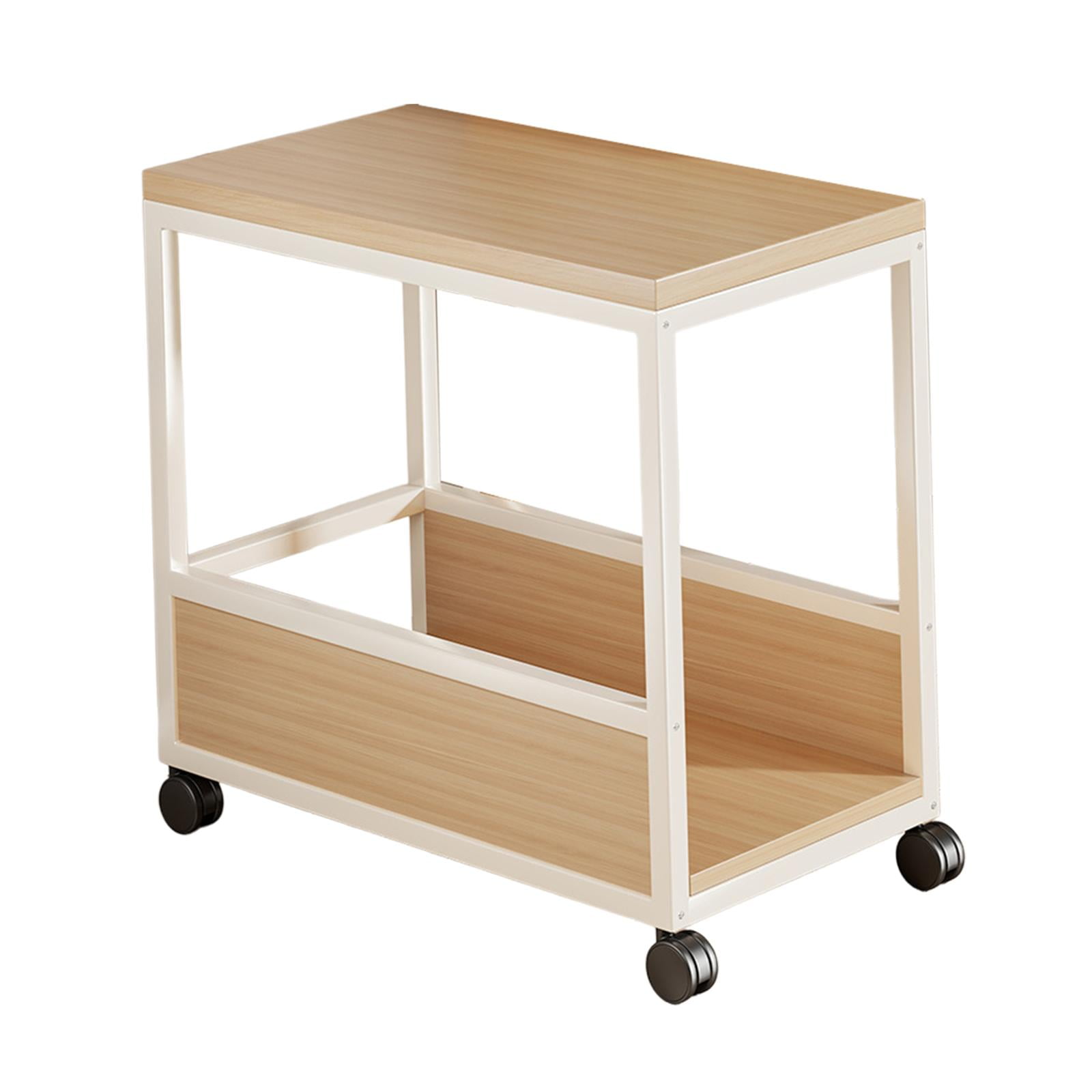 Wzmzjy Computer Host Stand PC Case Rack Wood for Home Office Rolling Cart with Caster Wheels Computer Tower Shelf PC Stand for Floor White frame L