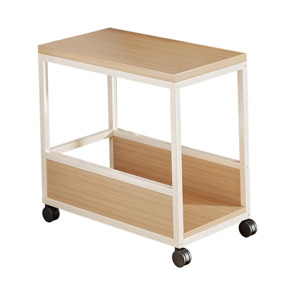Wzmzjy Computer Host Stand PC Case Rack Wood for Home Office Rolling Cart with Caster Wheels Computer Tower Shelf PC Stand for Floor White frame L