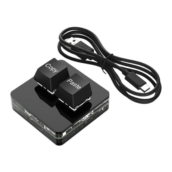 Wzmzjy Copy and Paste 2 Key Keyboard 2 Key Gaming Keyboard Hot Swap 2 Key Mini Keypad 2 black