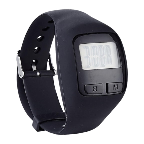 Wzmzjy Digital Pedometer Watch Wrist Watch Silicone Steps Tracker Calories Step Counter black