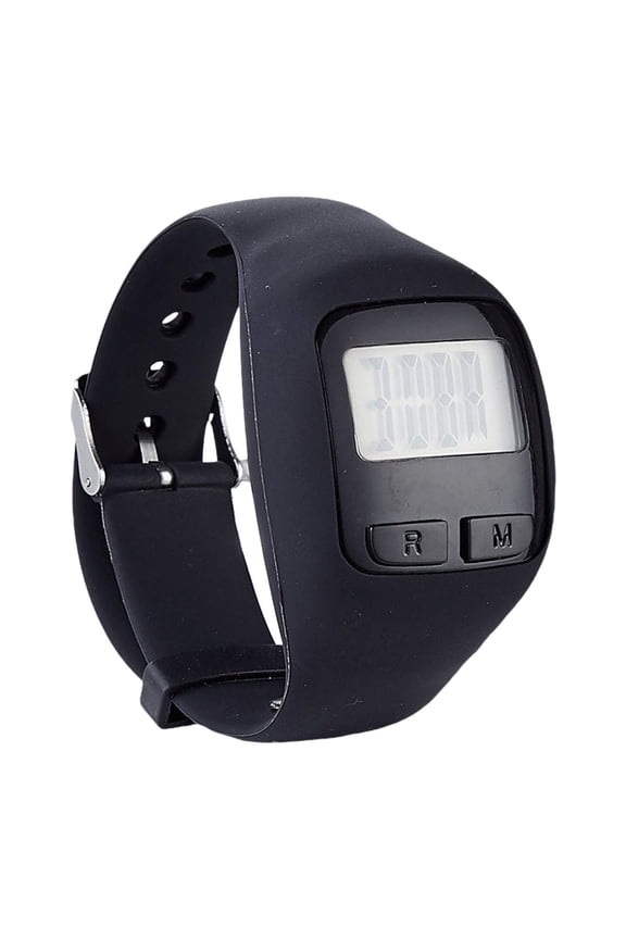 Digital Pedometer Watch Wrist Watch Silicone Steps Tracker Calories Step Counter black