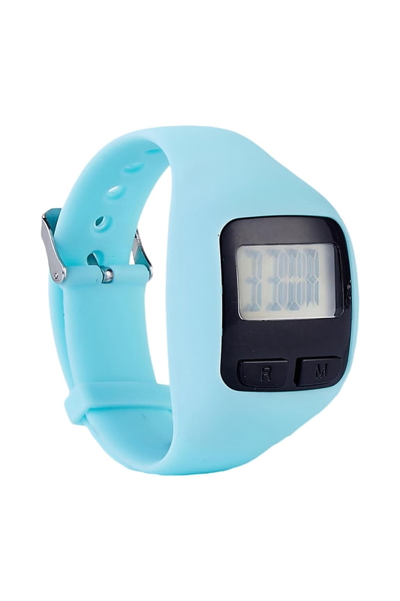 Digital Pedometer Watch Wrist Watch Silicone Steps Tracker Calories Step Counter blue