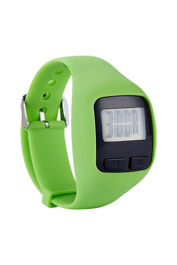 Digital Pedometer Watch Wrist Watch Silicone Steps Tracker Calories Step Counter green