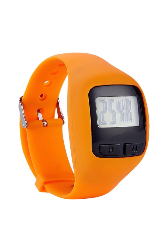 Digital Pedometer Watch Wrist Watch Silicone Steps Tracker Calories Step Counter orange