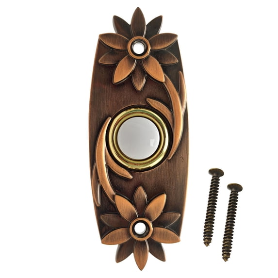 Wzmzjy Doorbell Button Retro Design Decorative Easy Installation Metal with Led Lighting Wired Doorbell Push Button for Hotel Office Bronze