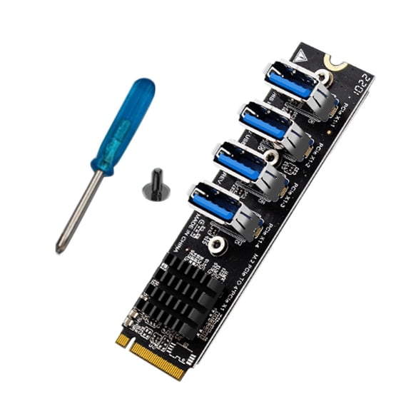 Wzmzjy Expansion Card 1 to 4 Hardware Electronic Parts M.2 M Key PCIe to 4x PCIe for PC