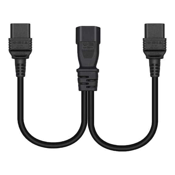 Wzmzjy IEC320 C14 to IEC320 2x C19 Y Splitter Power Pdu Ups 30cm Power Adapter C14 Male