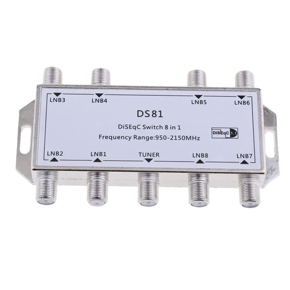 Wzmzjy Multi Switch LNB Satellite FTA 8 Outputs Combiner LNBF Dish DS81(Silver)