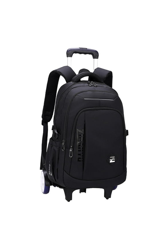 Rolling Backpack Computer Bag Portable Multifunctional Large Capacity Adjustable Black 2 Large Wheels