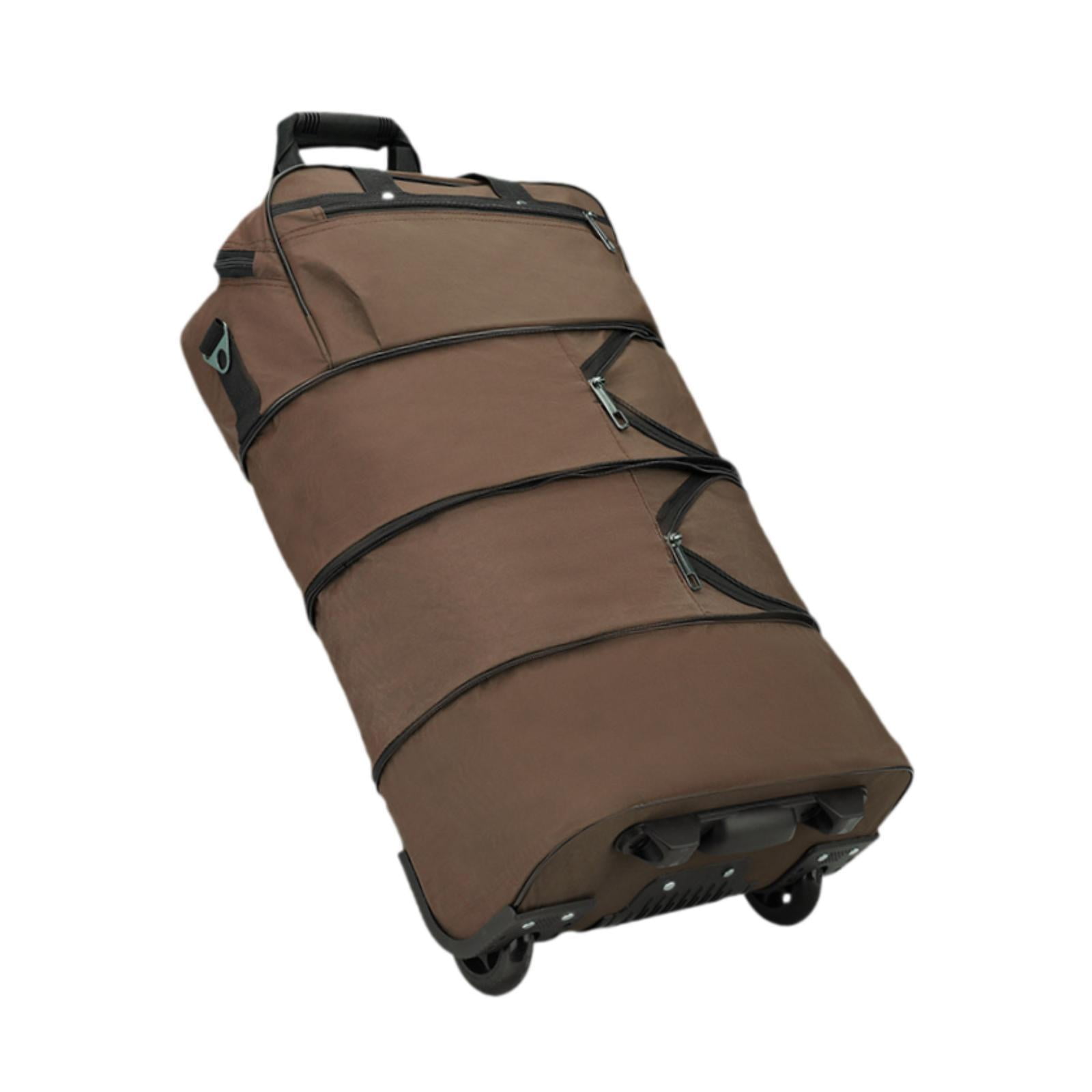 Wzmzjy Rolling Duffel Bag Wheeled Travel Storage for Women Men Compact Weekender Brown
