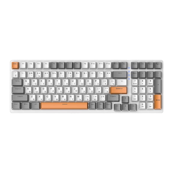 Wzmzjy Russian Mechanical Gaming Keyboard 100 Keys, Ergonomics ,RGB, Backlit, USB Wired Style E