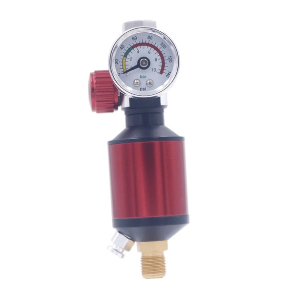 Wzmzjy Spray Gun Air Pressure Regulator Gauge with Air Filter Oil Water Separator Red