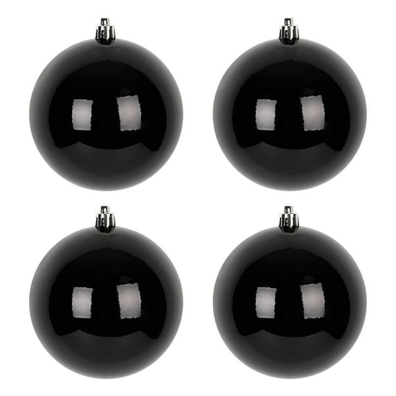 Wznxdo 4Pcs Shiny Black Ball Christmas Ornaments, Hanging Baubles for Xmas Tree Decoration, 4inch Decorative Ball Ornaments Shatterproof Xmas Decorations Set for Holiday Decor