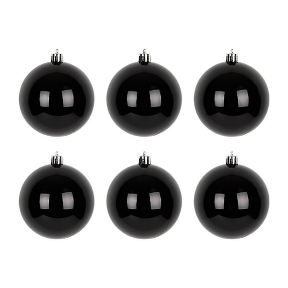 Wznxdo 6Pcs Shiny Black Ball Christmas Ornaments, Hanging Baubles for Xmas Tree Decoration, 3.15inch Decorative Ball Ornaments Shatterproof Xmas Decorations Set for Holiday Decor