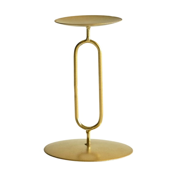 Wznxdo Candle Holders Christmas Decor Metal Decorative Candle Holder Paper Clip Pillar Candle Stand with Base, Candlestick Decoration for Festive Ornaments Mantel Home Gold 5Inch
