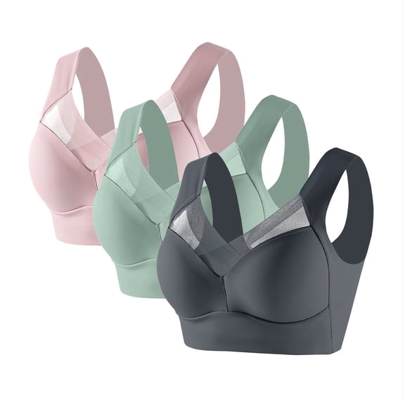 Wzxfashion Under $8 Sports Bras for Women Full Coverage seamless Wireless Iceunderwear women pack Plus Size L