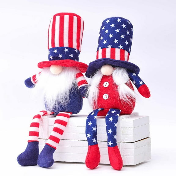 Wzzjkit 4th of July Patriotic Gnomes Decorations - Hand-made Gnomes Memorial Day Gift Faceless Doll - Red White Blue Gnomes Decorations for Home Office Indoor Decor Party Supplies
