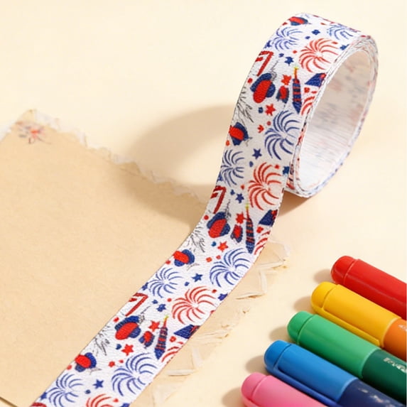 Wzzjkit 4th of July Ribbon 177 Inches, Patriotic Ribbon Red White Blue Wired Edge Ribbon for Independence Day Decorations, Hair Bows, Gift Wrapping, Wreath Craft, Party Supplies