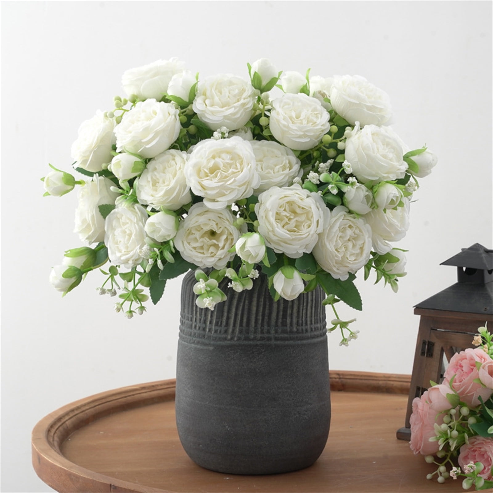 Wzzjkit Artificial Fake Flowers Plant, Rose Bouquet Look Real Silk Flowers for Outside Planter Front Door Porch Patio Yard Spring Summer Decoration, Artificial Flowers for Outdoors