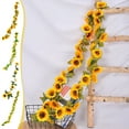 thumbnail image 1 of Wzzjkit Artificial Sunflower Garland, 7.5ft Strand Silk Sunflowers Hanging Vines Flowers with Green Leaves for Room Kitchen Garden Birthday Wedding Party Table Decor, Sunflower Decor, 1 of 7