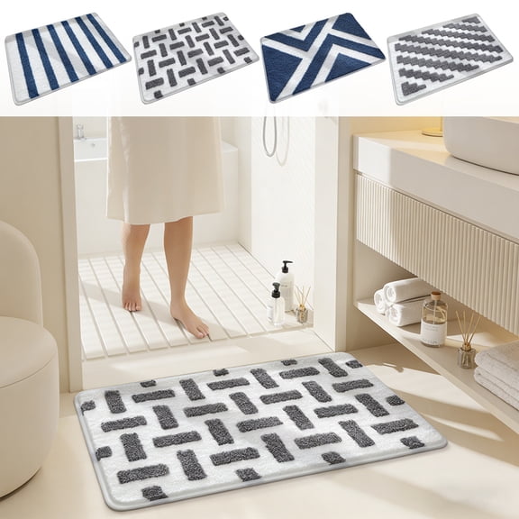 Wzzjkit Bathroom Rug 16x24 Inch Non Slip Soft Bath Mat, Machine Washable Absorbent Soft plush material Bathroom Floor