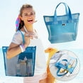 thumbnail image 1 of Wzzjkit Beach Bag, Lightweight Foldable Portable Tote Bag, Quick Dry Big Capacity Mesh Swimming Pool Bag for Women, Blue, 1 of 6