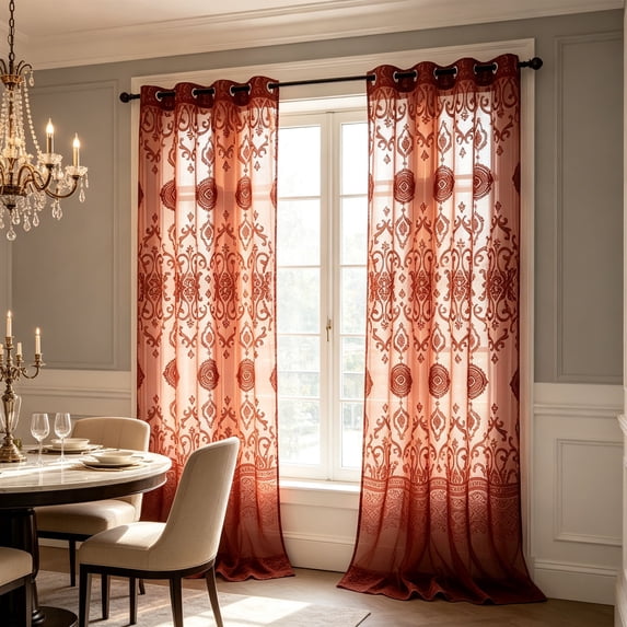 Wzzjkit Bohemian Print Semi-Blackout Curtains – 84*52 inch Fan-Shaped Geometric Window Drapes for Living Room, Bedroom & Balcony (Single Panel)