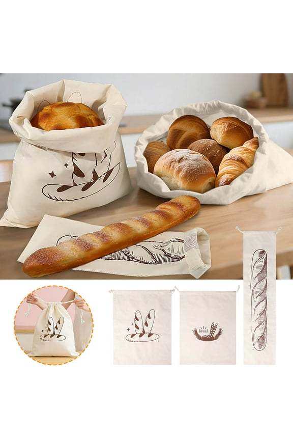 Bread Bags for Homemade Bread, Reusable Linen Food Storage Bags with Beeswax Lining, Freezer Safe, Baking Supplies for Sourdough, Keep Your Loaf Fresh, Sourdough Bread Bags