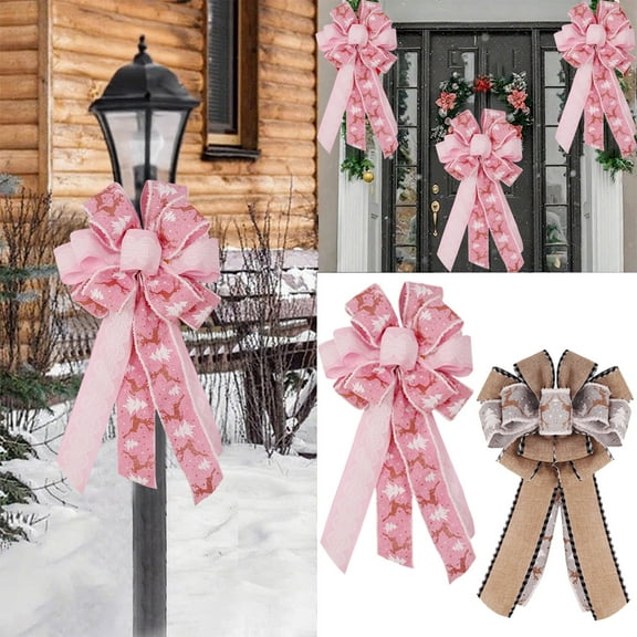 Wzzjkit Christmas Bows for Christmas Tree, Large Christmas Tree Bows Ribbon Ornaments for Christmas Decor, Tree Topper Wreath Bows for Home Decor Indoor Outdoor Decoration