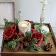 thumbnail image 1 of Wzzjkit Christmas Candle Rings Wreaths Small Christmas Kitchen Cabinet Wreaths Pillars Mini Candle Rings Table Centerpieces Hanging Garlands for Front Door Window Decor, 1 of 6