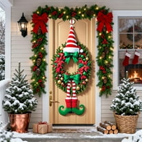 Wzzjkit Christmas Door Cover Merry Christmas Fabric Front Door Banner Xmas Ball and Wreath Background Doors Decoration for Holiday Indoor Outdoor Decorations, 71x35in
