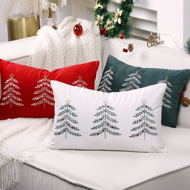 Wzzjkit Christmas Pillow Covers 12x20, Red Merry Christmas Winter Decorative Throw Pillow Cases, Holiday Xmas Lumbar Cushion Covers for Couch Living Room