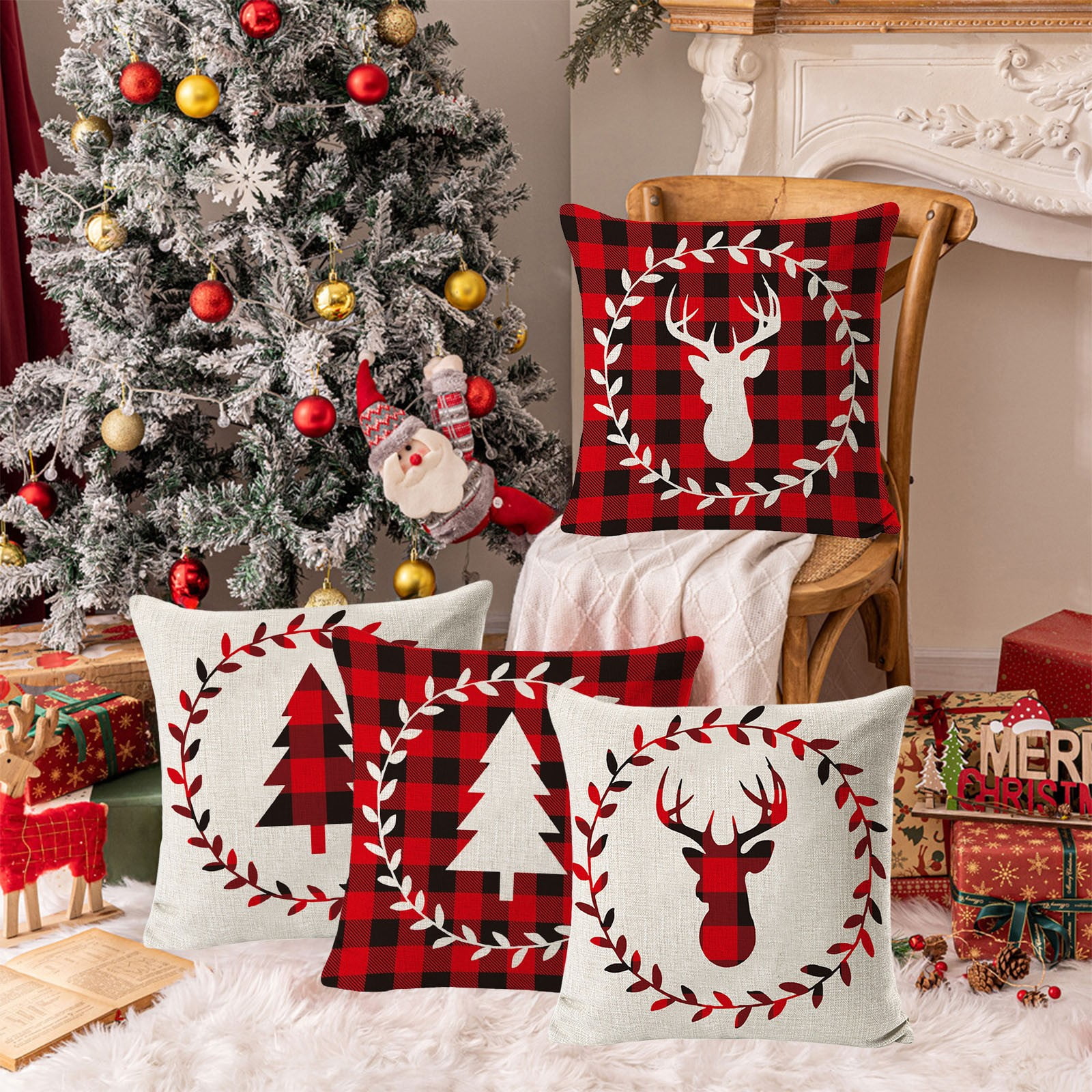 Wzzjkit Christmas Pillow Covers 18x18, Christmas Printed Winter