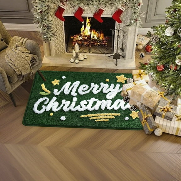 Wzzjkit Christmas Rug Snowflake Shaped Floor Mat Christmas Doormat Christmas Decoration for Living Bedroom Kitchen Bath