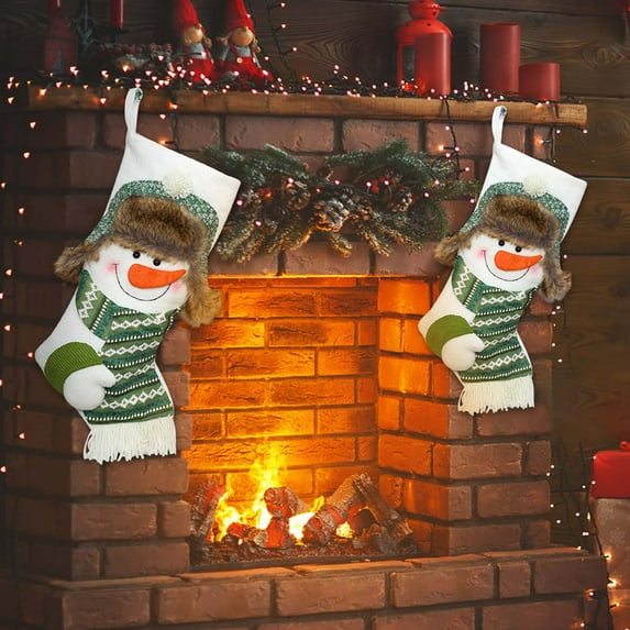 Wzzjkit Christmas Stocking Classic Large Stockings Santa, Snowman, Reindeer Xmas Character Christmas Socks for Family Holiday Christmas Party Decorations