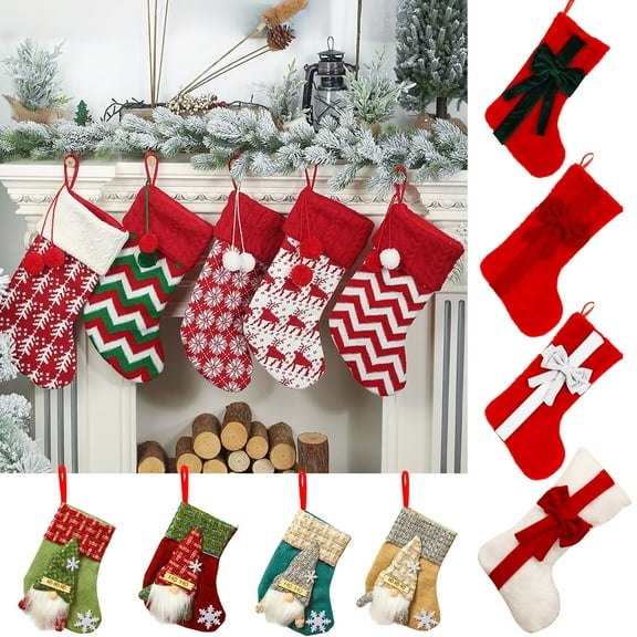 Wzzjkit Christmas Stockings, Christmas Gift Bags Knitted Xmas Christmas Socks for Fireplace Window Staircase Holiday Party Hanging Decorations, Christmas Stocking