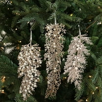 Wzzjkit Christmas Tree Decorations Champagne Color Shaped Powder Pearl Plastic Leaf Christmas Ornaments Pendant for Fireplace Mantel Indoor Outdoor Party Supplies