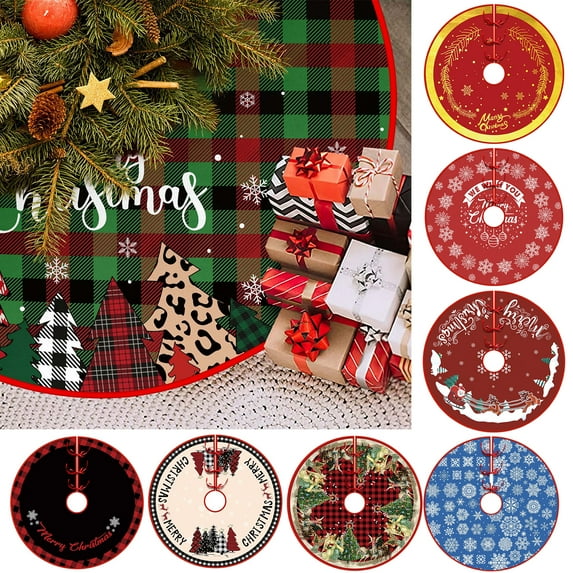 Wzzjkit Christmas Tree Skirt, Red and White Backgrond Snowflake Tree Skirt, Winter Xmas Tree Mat Decor for Home Party Holiday Decorations (Multiple Styles Available)