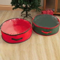 Wzzjkit Christmas Wreath Storage Bag 24" Garland Wreaths Container with Clear Window for Easy Holiday Storage, Transparent Basketweave Fabric PVC Wreath Storage Box