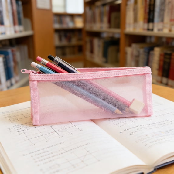 Wzzjkit Clear Pencil Case with Smooth Zipper, Multipurpose Mesh Pouch for School Office Supplies