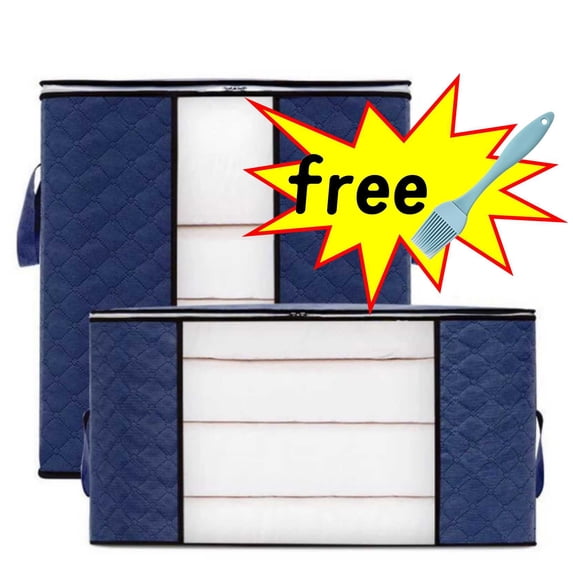 Wzzjkit Closet Storage Bins, Heavy Duty Clothing Storage Bags with Reinforced Handles, Extra Large Storage Bags for Clothes, Thickened Double Zipper for Space Saving Travel 90L