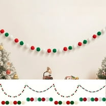 Wzzjkit Colored Felted Ball Garland, 6.6ft Christmas Pom Pom Garland, Christmas Felted Ball Garlands for Christmas Party Festivals Decoration, Red Green and White