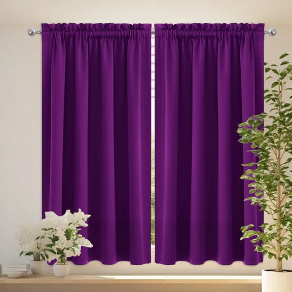 Wzzjkit Curtains for Bedroom - Light Blocking Noise Reducing - Solid Colour Silk Window Curtain Shades for Bedroom - Protection Heat Insulation Soundproofing Black Out Curtain 42x54in