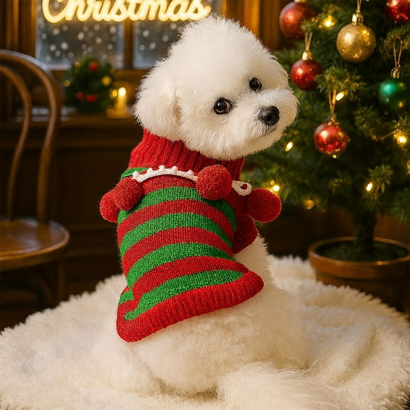 Wzzjkit Dog Clothes Dog Christmas Outfit - Soft Casual Clothes for Small Dogs & Cats - Red and Green - Halloween, Thanksgiving, Christmas Costume